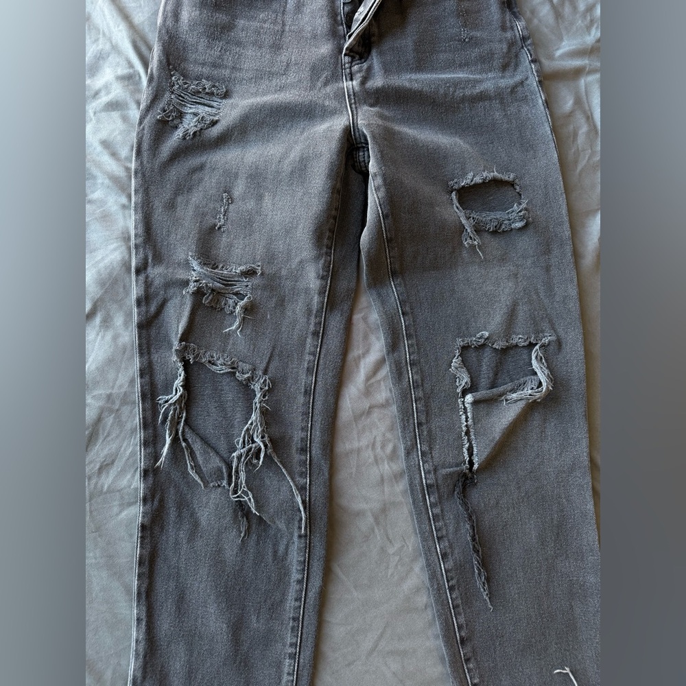PacSun Distressed Black Ripped Straight Jeans - Picture 4 of 6